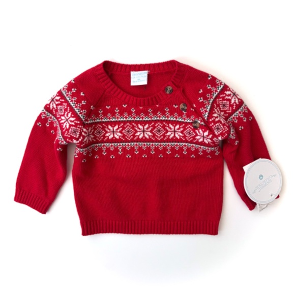 Edgehill Collection Nwt Red Knit Sweater Pants Fair Isle Holiday Snowflake NB - Picture 2 of 5